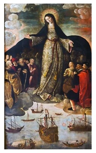 Holy Card of Our Lady of Navigators & a 1 3/4" Silver Oxidized Miraculous Medal - Picture 1 of 8