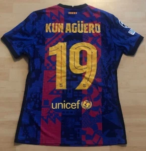 BARCELONA MATCH WORN CHAMPIONS LEAGUE 2021/2022 FOOTBALL SHIRT №19 KUN AGUERO - Picture 1 of 3
