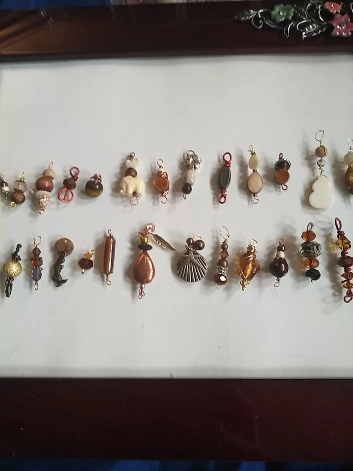 Huge Lot Of 29 Handmade Lampwork Glass Jewelry Making Bead Drop Dangles Browns - Image 1 of 4