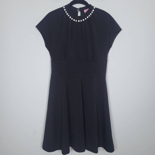 Mini abito donna Kate Spade pavè di perle taglia 4 nero preppy tranquillo lusso carriera