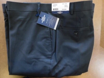 NEW Men Hart Schaffner Marx WOOL Straight flat front Dark GREY Pant 42R Unhemmed - Image 1 of 4