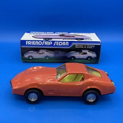 Orange Tin  Corvette Coupe  1:24 Friction Car China MF 310 With Box - Image 1 of 4