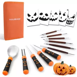 HAUSHOF 11PCS Pumpkin Carving Tools Halloween Pumpkin Carving Knives Sets w/Case - Picture 1 of 12