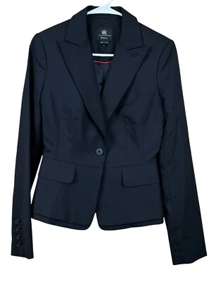 Women's ROCK & REPUBLIC 2 Black Blue Pin Stripe Button Blazer Business Career - Image 1 of 4