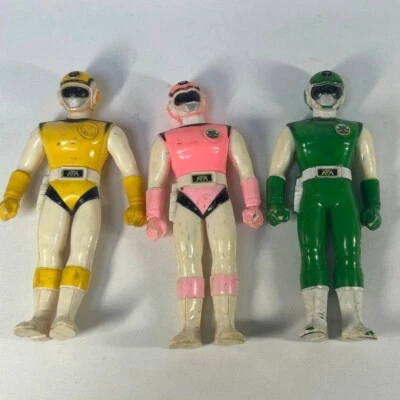 Juego de 3 figuras Bandai Toei Power Rangers Choushinsei Flashman Vynil 1986 usadas JP Foto 1 de 4