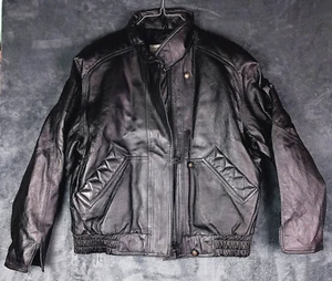 Vintage Womens Leather Jacket Black Medium New With Tags Shell 100% Leather - Picture 1 of 5