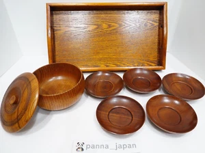 Japanisches Holz Tablett Set mit Deckelschale und 5 Schalen rustikal Tee Servieren Deko - Bild 1 von 10
