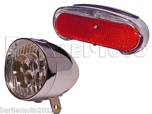 KIT Fanale Luce Anteriore + Posteriore LED Bici Epoca - Olanda - R - Graziella - Foto 1 di 1