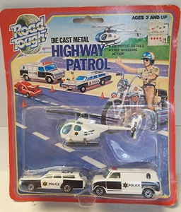 1980s Road Tough Highway Patrol 3 Die Cast Metal Police First Responder Vintage - Bild 1 von 4