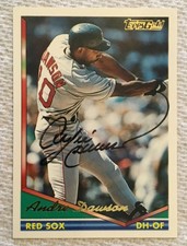 1994 TOPPS GOLD AUTOGRAPHED ANDRÉ DAWSON CARD #595 ( HIGH GRADE AUTOGRAPH )