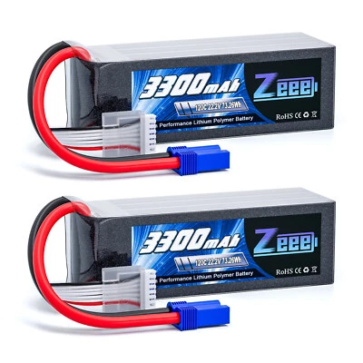 2x Zeee 22.2V 6S Lipo Akku Batterie 120C 3300mAh EC5 Softshell für RC Auto Heli - Bild 1 von 4