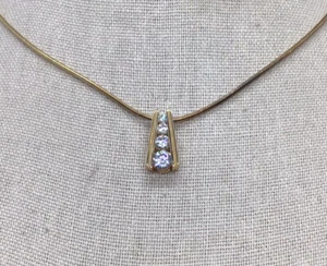 Swarovski Gold Over Sterling 925 Crystal Stone Pendant Necklace 18" X437 - Picture 1 of 6