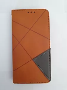 iPhone 11 Pro Wallet Case Leather Mustard with Grey Triangle - Picture 1 of 4