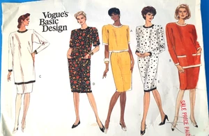 Vogue Sewing Pattern Dress Top Skirt 2462 VTG 1990 Easy 8-10-12 Cut to Size 12 - Picture 1 of 5