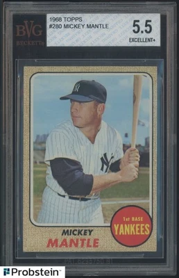 1968 Topps #280 Mickey Mantle en muy buen estado 5,5 excelente+ Salón de la fama Yankees de Nueva York Foto 1 de 2