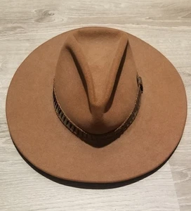 Vintage John B Stetson 4X Beaver Brown Felt Cowboy Hat Size 7 1/4 - Picture 1 of 8
