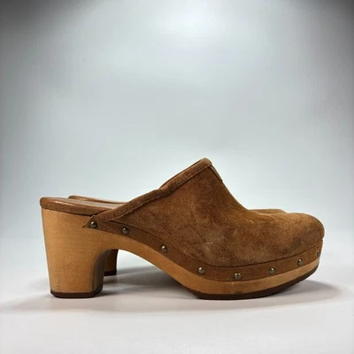 Sandalias UGG Abbie Zueco Marrón Sin Cordones Gamuza Piel de Oveja Plataforma 5772 Mujer Talla 5 Foto 1 de 4