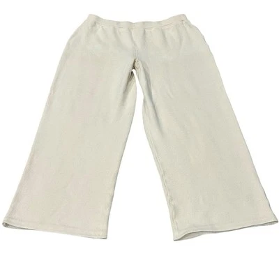 St. John Lounge Pants Womens Size 16 Ivory Cropped Wide Leg Ponte Stretch Casual - Image 1 of 4