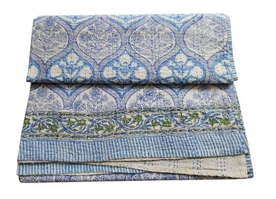 Manta acolchada - Edredón Kantha de algodón puro hecho a mano indio tamaño king pa... Foto 1 de 4