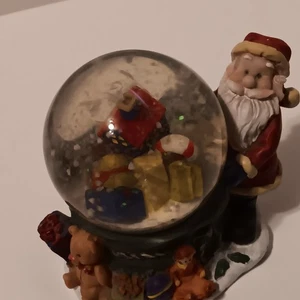 Vintage Christmas Snow Globe, Santa and Presents, Used - Picture 1 of 19