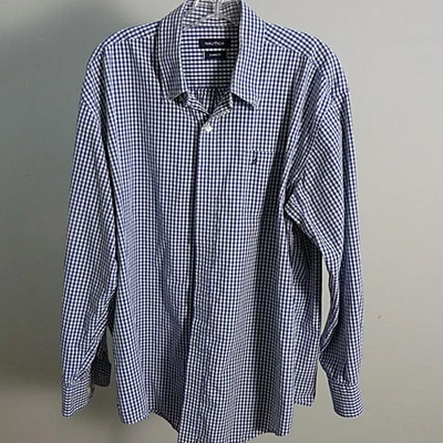 Nautica Men's Classic Fit Blue Gingham Button Down Dress Shirt 17.5 / 34-35 - Image 1 of 4