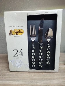 NEW Cracker Barrel Cambridge Stainless Flatware 24 Pieces Chickens Roosters  - Picture 1 of 12