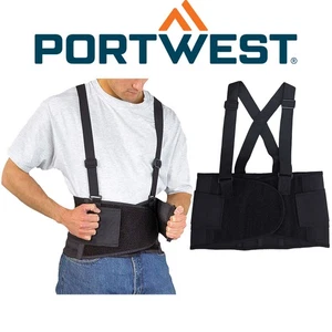Portwest PW80 Standard Back Support Belt Lumbar Lower Pain Relief Waist Brace - Picture 1 of 10