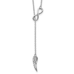 925 Sterling Silver Infinity Wing Chain Necklace - Picture 1 of 10