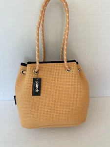 Punch Neoprene Womens Tote Bag Drawcord Closure Casual Beach Apricot NWT - Picture 1 of 8