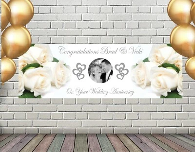 CARTEL DE FELICITACIONES ANIVERSARIO DE BODA GRANDE AÑADIR FOTO Foto 1 de 2