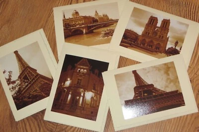 5 PARIS Photo Blank Cards Greeting Note Cards Sepia FRANCE Photo Great Gift - Image 1 of 4