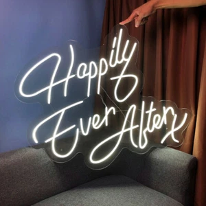 LED Happily Ever After Neon Light Sign Wedding Party Wall Hanging Artwork Gift - Bild 1 von 6
