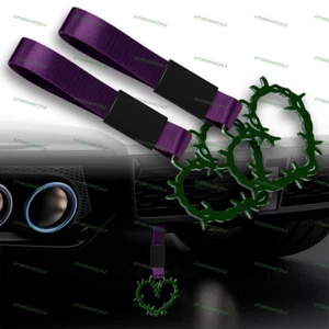 Thorned Heart JDM Green Ring Tsurikawa Subway Car Handle Strap -Purple Nylon X2 - Picture 1 of 4