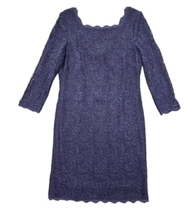 Adrianna Papell Evening Live From the Red Carpet Women's Size 14 Navy Lace Dress - Picture 1 of 14