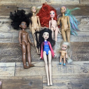 Lot of 6 Disney Princess Barbies Hasbro Dolls Nude Loose - With Wear - Picture 1 of 11