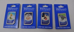 2017 Disney D23 Pin Set of 4 Mickey Mouse Tinker Bell Buzz Lightyear BB-8 LE NEW - Picture 1 of 6