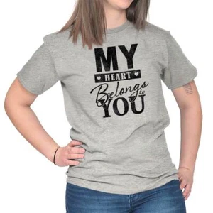 My Heart Belongs To You Valentines Day Gift Womens Graphic Crewneck T Shirt Tee - Picture 1 of 10