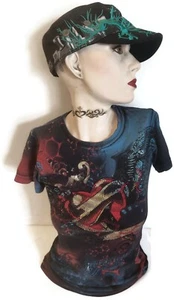 WOMENS CITY OF ANGELS SEXY BLING GLITSY T-SHIRT SZ MED COTTON/SPANDEX TIGHT FIT - Picture 1 of 8