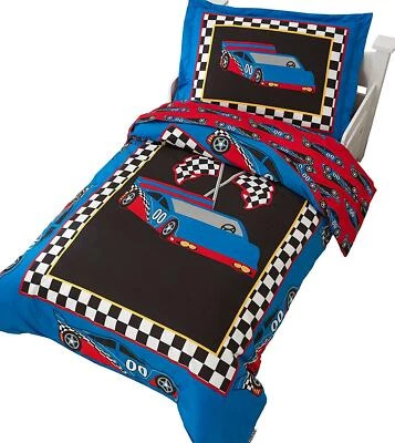 Ropa de cama para auto de carreras KidKraft para niños pequeños y niños pequeños Foto 1 de 3