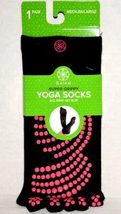 GAIAM Super Grippy Yoga Socks All Grip No Slip - Size Medium/Large - Black/Pink - Picture 1 of 4