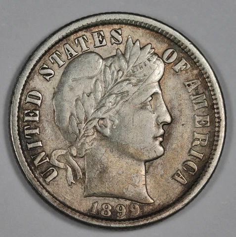 1899 Barber Dime.  XF.   180834 Cover