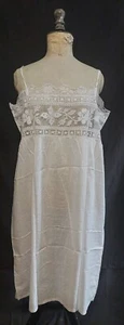 Chemise de nuit liquette voile coton rose très pâle dentelle filet début XXème - Imagen 1 de 11