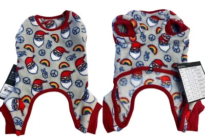 Winter Christmas Dog Sweater Fleece Dress Up Santa Print Medium 13-15” Long New! - Image 1 of 4