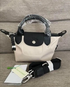 Longchamp Le Pliage Energy XS Shoulder Bag White Nylon & Leather Women's NEW - Picture 1 of 13