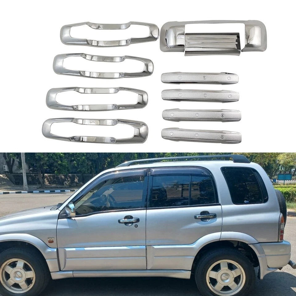 Chrome Side Tailgate Door Handle Cover Trim For 99-05 Suzuki Grand Vitara 10pcs - Imagem 1 de 4