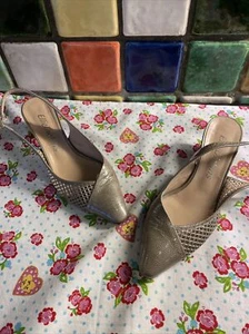 ELLIE DICKINS Grey Beige Patent All Leather Ladies Slingback Shoes Size 5 Eur 38 - Picture 1 of 11