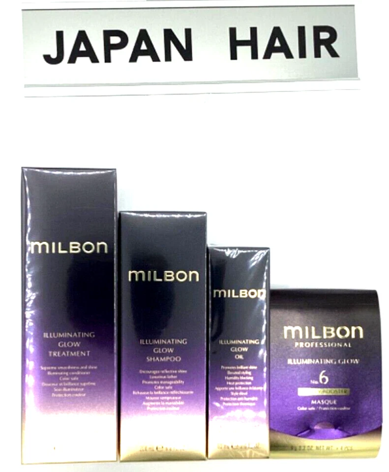MILBON ILLUMINATING GLOW shampoo 200ml Treatment 200g hair oil 60g 3set
