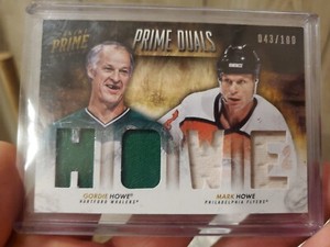 🔥🔥 Game Worn 2013-14 Panini Prime Dual Jerseys Gordie Howe And Mark Howe /100 
