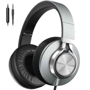 Wired Headphones with Microphone Over-Ear Foldable Corded Headphones with Vol... - Picture 1 of 7