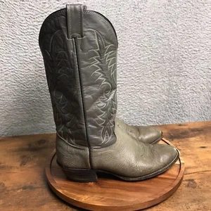 Nocona Western Boots Mens 9D Gray Bullhide Leather Cowboy Rodeo Made In USA - Picture 1 of 13
